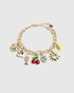 Gold Fruit Charm Bracelet