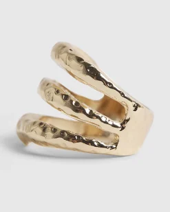 Gold Hammered Tiered Ring