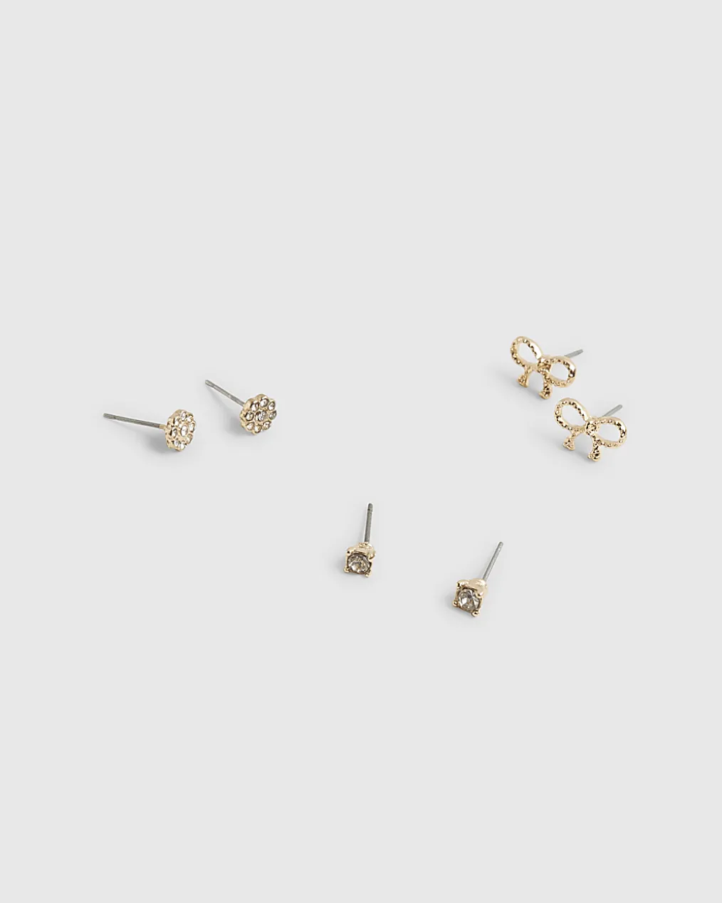 Gold Heart And Bow MultiPack Earrings