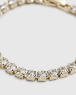 Gold Heart Diamond Simulant Tennis Bracelet