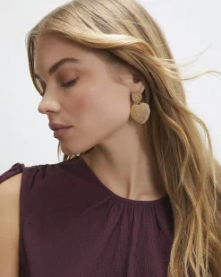 Gold Heart Textured Earrings