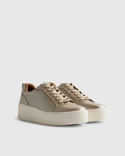 Gold Lace Up Flatform Trainers