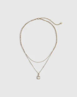 Gold Layer Cream Pendant Necklace