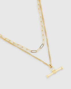 Gold Layered T-bar Necklace
