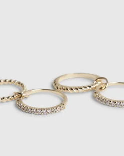Gold Linked Diamond Simulant Stack Rings Set