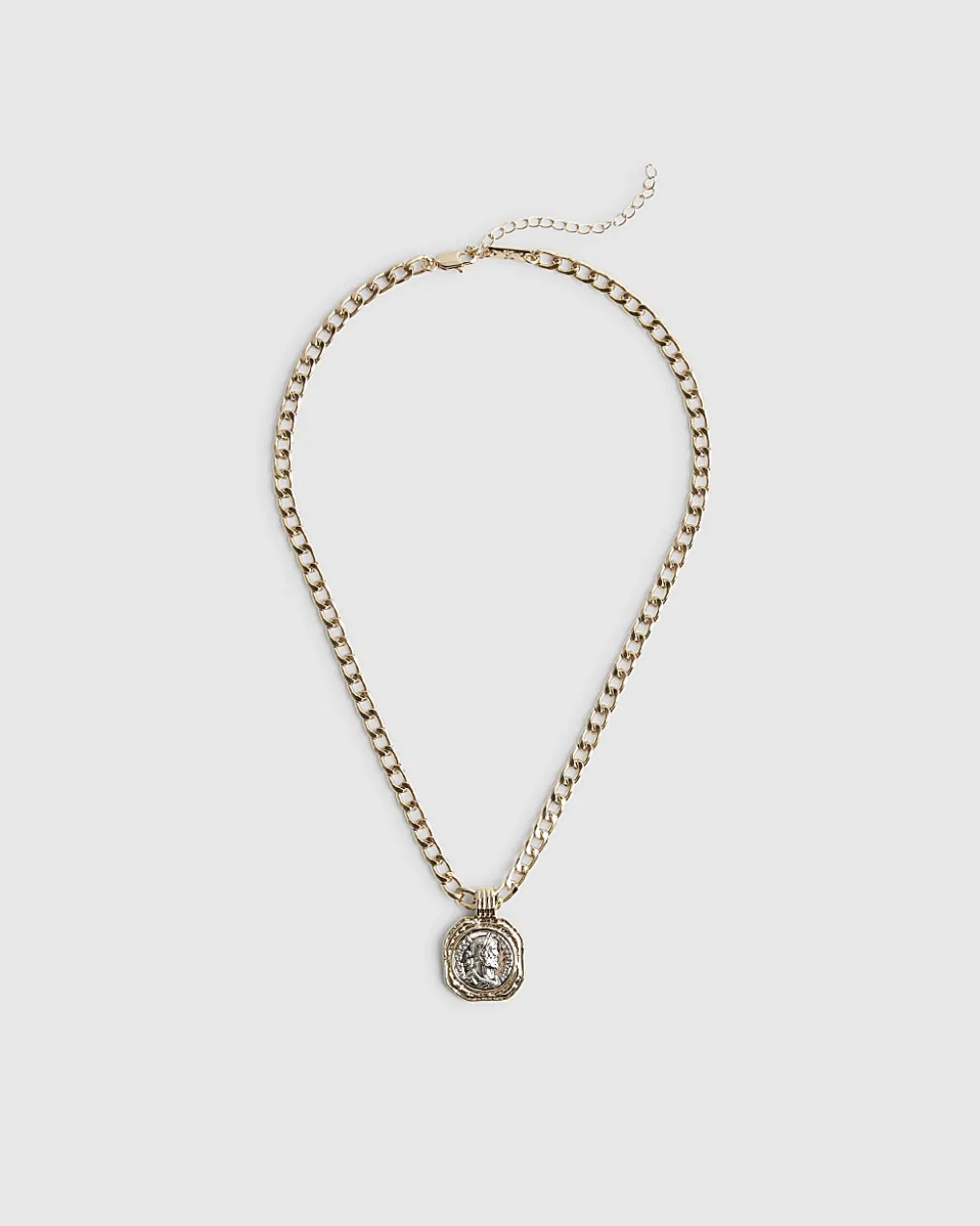Gold Mixed Metal Coin Necklace