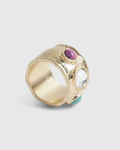 Gold Mixed Stone Ring
