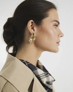 Gold Molten Stud Earrings