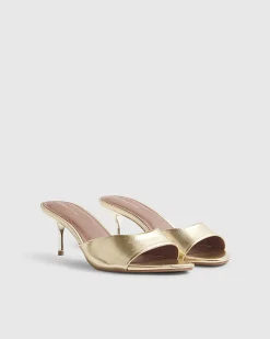 Gold Mule Heeled Sandals
