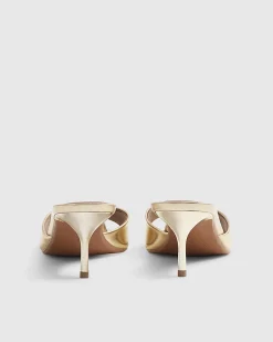 Gold Mule Heeled Sandals