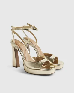 Gold Open Back Platform Sandals