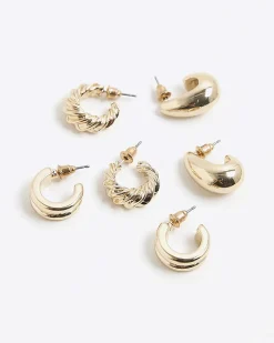 Gold Pack Of 3 Hoop Earrings