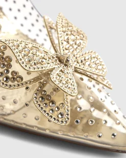 Gold Perspex Butterfly Court Heels