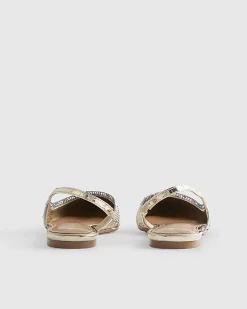 Gold Perspex Sling Back Flat Shoes