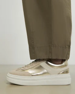 Gold Platform Lace Up Trainers