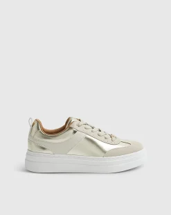 Gold Platform Lace Up Trainers