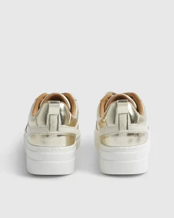 Gold Platform Lace Up Trainers