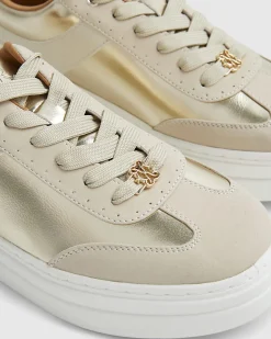 Gold Platform Lace Up Trainers