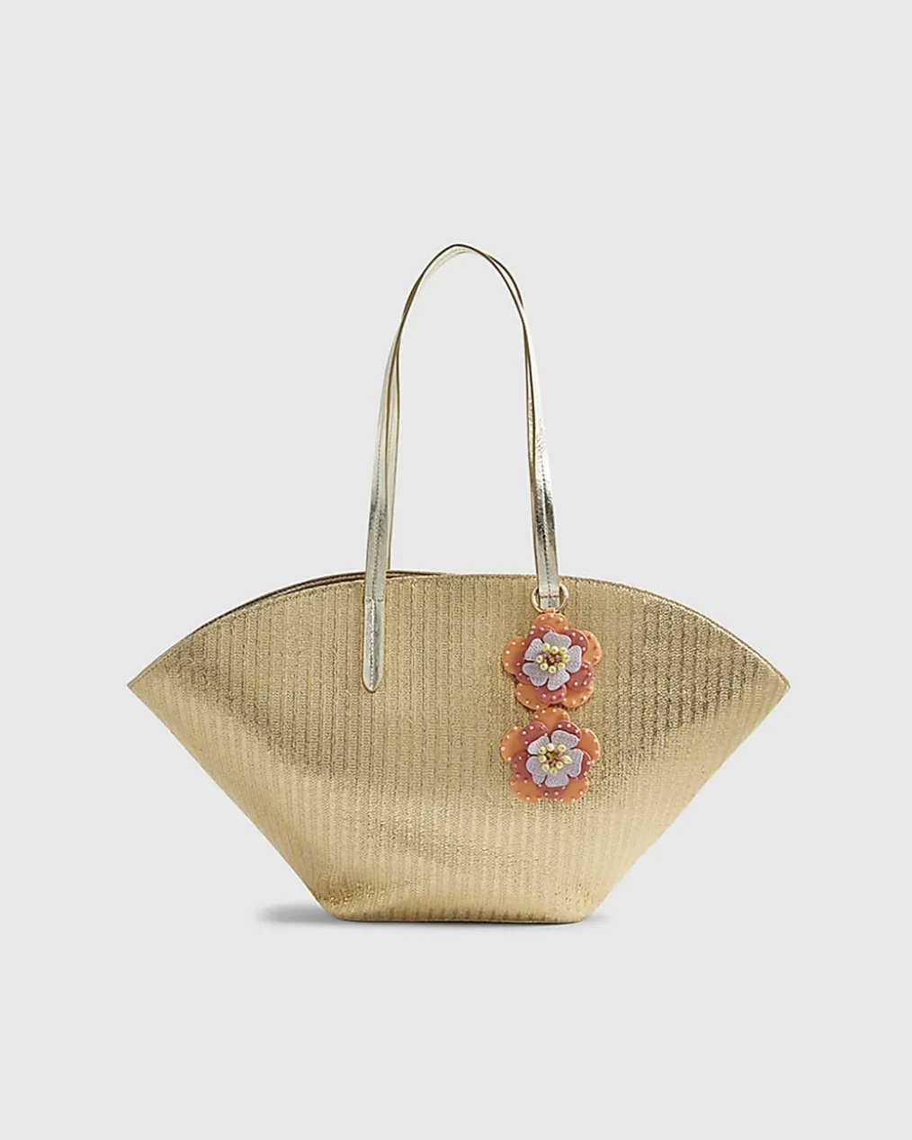Gold Raffia Winged Shopper Bag