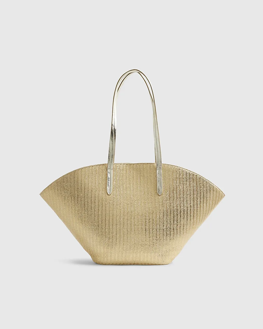 Gold Raffia Winged Shopper Bag