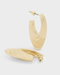 Gold Ridge Hoop Earrings