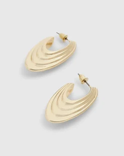 Gold Ridge Hoop Earrings