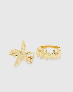 Gold sea life toe rings