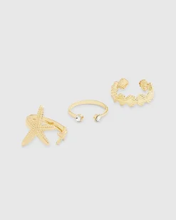 Gold sea life toe rings
