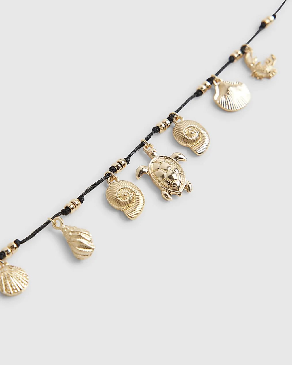 Gold Shell Charm Cord Anklet
