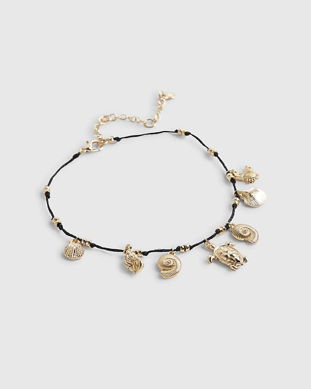 Gold Shell Charm Cord Anklet