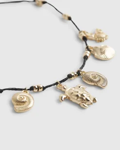 Gold Shell Charm Cord Anklet