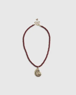 Gold Shell Pendant Rope Necklace