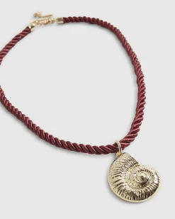Gold Shell Pendant Rope Necklace