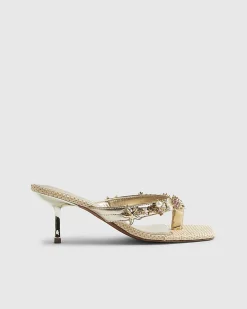 Gold Shell Toe Thong Heeled Sandals