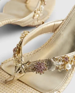 Gold Shell Toe Thong Heeled Sandals
