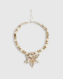 Gold Short Hibiscus Necklace