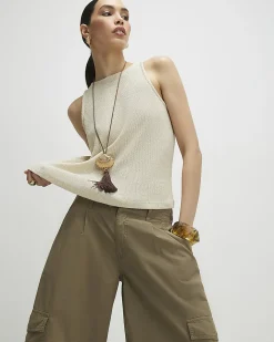 Gold Sleeveless Metallic Vest Top