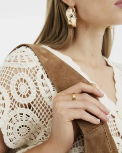 Gold Stainless Steel Diamante Ring