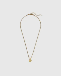Gold Steel Hexagon Pendant Necklace