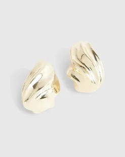 Gold Swirl Domed Stud Earrings