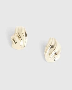 Gold Swirl Domed Stud Earrings