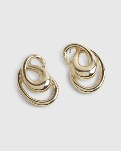 Gold Swirl Stud Earrings