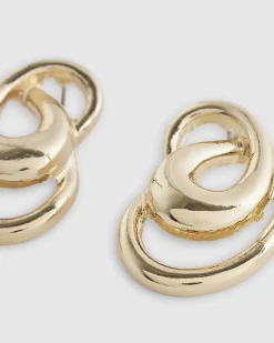 Gold Swirl Stud Earrings