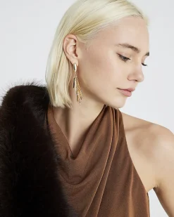 Gold Tassel Bar Drop Earrings