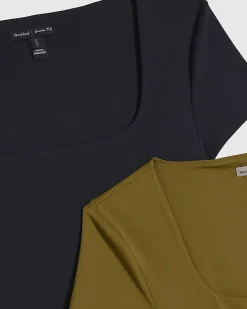 Green and Black Scoop Neck Bodysuit 2 Pack