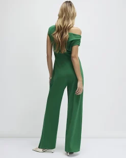 Green Asymmetric Drape Jumpsuit