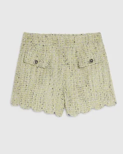 Green Boucle Scallop Shorts