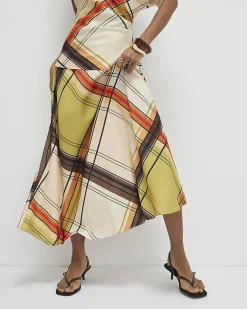 Green Check Maxi Skirt
