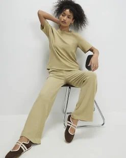 Green Cosy Wide Leg Joggers
