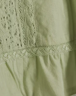 Green Cotton Lace Trim Cami
